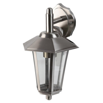 Selectric Pro Elec Pel01632 Lantern Wall LightE27 LampIp44Stainless Steel from B&Q