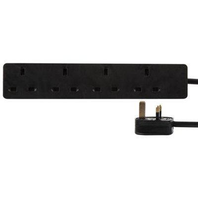 Pro elec 4 Gang Extension Lead1MBlack from B&Q