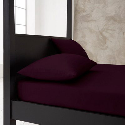 B&Q - Gc  Premium Super Soft Percale Fitted Sheet King Berry