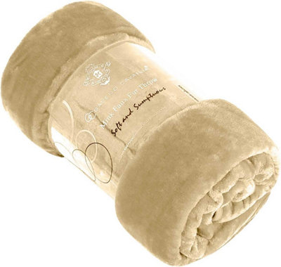 Gc Gaveno Cavailia Luxury Faux Fur Throw 150X200 Cm Cream Fleece Blanket For Double Bed & Sofa Bed