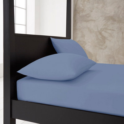 B&Q - Gc  Premium Super Soft Percale Fitted Sheet Super King Blue