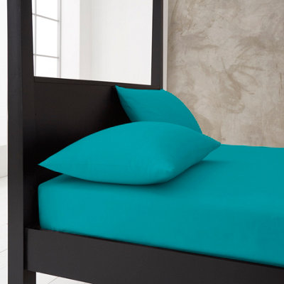 B&Q - Gc  Premium Super Soft Percale Fitted Sheet King Teal