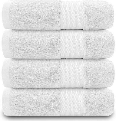 B&Q - Gc  4Pk Miami Hand Towel 50X85 White Quick Drying & Super Absorbent 700 Gsm Hand Towel Set