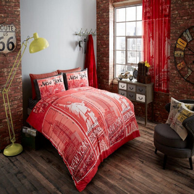 Smart Living Duvet Cover With Pillowcases Polycotton Quilt Bedding Covers Comfy Breathable Comforter Cover SetRed from B&Q