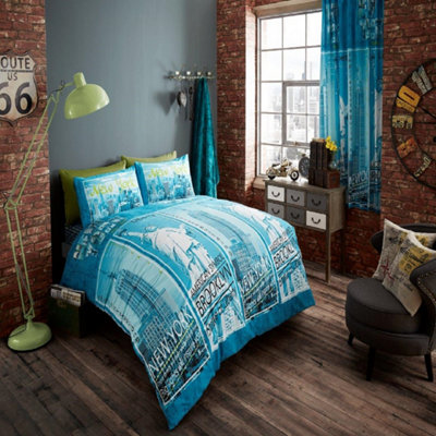 Smart Living Duvet Cover With Pillowcases Polycotton Quilt Bedding Covers Comfy Breathable Comforter Cover SetTeal from B&Q