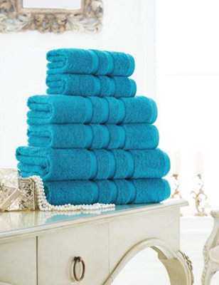 B&Q - Gc  4 Pack Zero Twist Hand Towel 50X80 Turquoise Quick Absorbent & Super Soft Towels