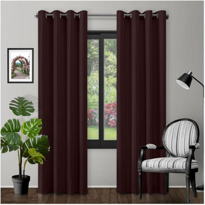 Gc Gaveno Cavailia Choco Blackout Eyelet Curtains 66X72 Inches 80-90% Black Out Thermal Ring Top Curtain Pair Window from B&Q