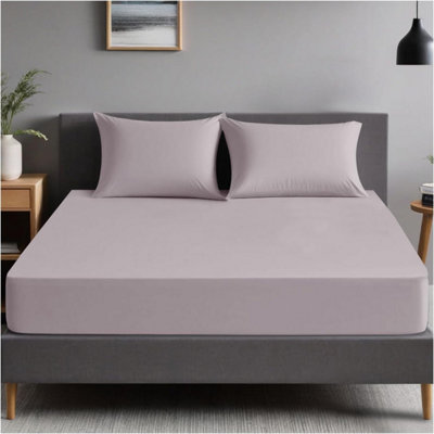 Gc Gaveno Cavailia Plain Dyed Fitted Bedsheet King Grey Super Soft & Comfy Non Iron Fitted Sheet from B&Q