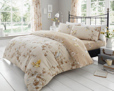 Smart Living Duvet Cover With Pillowcases Polycotton Quilt Bedding Covers Comfy Breathable Comforter Cover SetNatural from B&Q