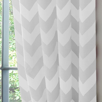 Metro Chevron Zig Zag Lined 54" CurtainsGrey from B&Q