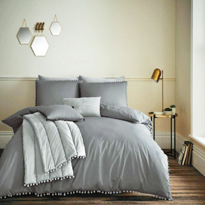 Smart Living Duvet Cover With Pillowcases Polycotton Quilt Bedding Covers Comfy Breathable Comforter Cover SetCharcoal from B&Q