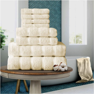 B&Q - Gc  8 Piece Bostonian Oasis Towel Bale Set Cream Quick Dry And Super Obsorbent Towel