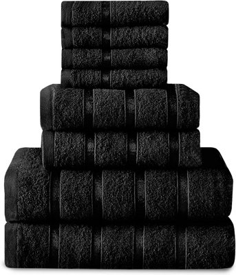 B&Q - Gc  8 Piece Bostonian Oasis Towel Bale Set Black Quick Dry And Super Obsorbent Towel