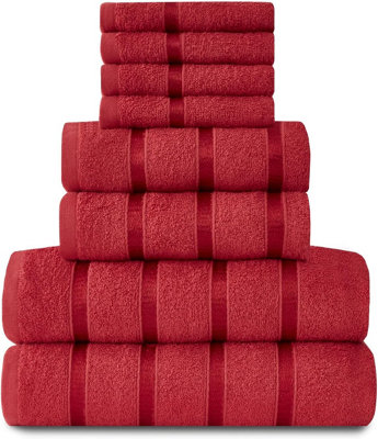 B&Q - Gc  8 Piece Bostonian Oasis Towel Bale Set Red Quick Dry And Super Obsorbent Towel