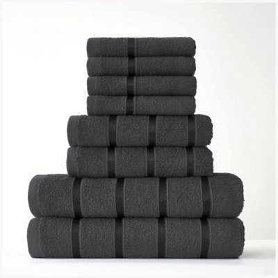 B&Q - Gc  8 Piece Bostonian Oasis Towel Bale Set Dark Grey Quick Dry And Super Obsorbent Towel