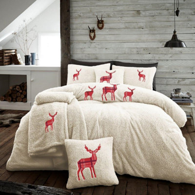 Smart Living Teddy Bear Fluffy Bedding SetThermal Warm & Cosy Super Soft Fleece Duvet Cover Set With PillowcasesCream from B&Q
