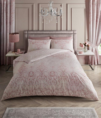 Gaveno Cavailia Gc Damask Duvet Cover Bedding Set King 3Pc With Printed Quilt Cover Pink