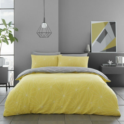Smart Living Duvet Cover With Pillowcases Polycotton Quilt Bedding Covers Comfy Breathable Comforter Cover SetOchre from B&Q