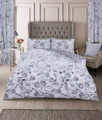 Smart Living Duvet Cover With Pillowcases Polycotton Quilt Bedding Covers Comfy Breathable Comforter Cover SetGrey from B&Q