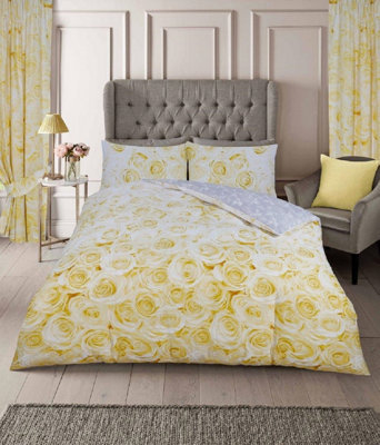 Smart Living Duvet Cover With Pillowcases Polycotton Quilt Bedding Covers Comfy Breathable Comforter Cover SetOchre from B&Q