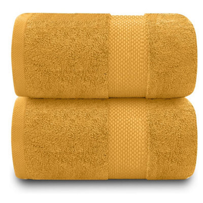Gc Gaveno Cavailia 2Pk Miami Bath Sheet 90X140 Ochre 700 Gsm Quick Drying & Super Absorbent Bath Sheet Set from B&Q