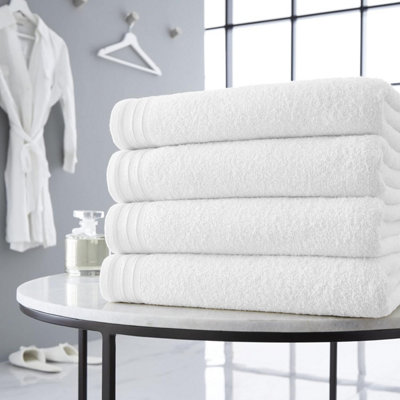 B&Q - Gc  4 Pack Wilsford Supreme Bath Sheet White Highly Absorbent Egyptian Cotton Towel Set