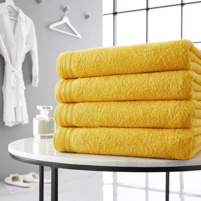 B&Q - Gc  4 Pack Wilsford Supreme Bath Sheet Ochre Highly Absorbent Egyptian Cotton Towel Set