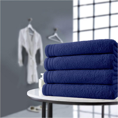 Gaveno Cavailia Gc 4 Pack Wilsford Supreme Bath Sheet Navy Highly Absorbent Egyptian Cotton Towel Set
