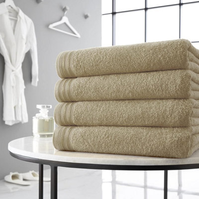 B&Q - Gc  4 Pack Wilsford Supreme Bath Sheet Mocha Highly Absorbent Egyptian Cotton Towel Set