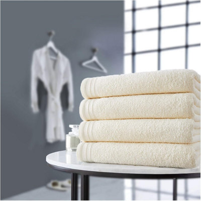 B&Q - Gc  4 Pack Wilsford Supreme Bath Sheet Cream Highly Absorbent Egyptian Cotton Towel Set