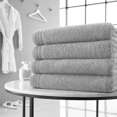 Gaveno Cavailia Gc 4 Pack Wilsford Supreme Bath Sheet Highly Absorbent Egyptian Cotton Towel Set Silver
