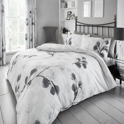 Gaveno Cavailia Gc Joyful Botanical Duvet Cover Bedding Set Double 3Pc With Reversible Floral Printed Quilt Bedding Set Grey