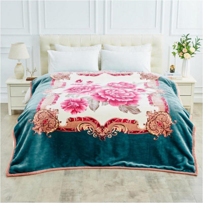 Gc Gaveno Cavailia Reversible Floral Heavy Blanket  200X240Cm Sherpa Fleece Insomnia Stress Fleece Heavy Weight Bed Blanket 5Kg from B&Q