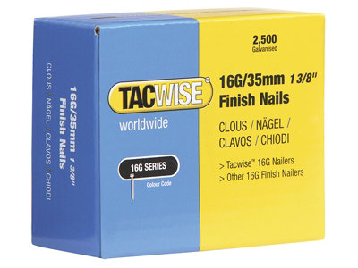 Tacwise 0319 16G 40mm Finish Nails Galvanised 2500 Pack Dbn600Zj Dfn50V Gfn64V from B&Q