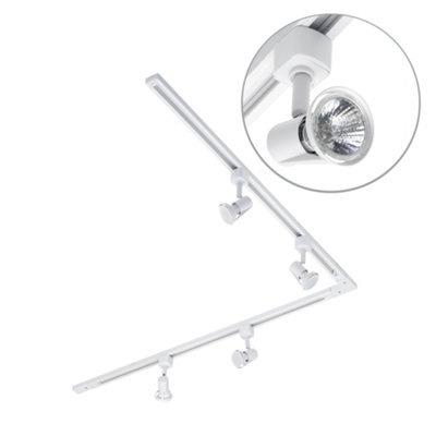 Litecraft Harlem White 4 Head 2M L Shape Kitchen Ceiling Light With Led Bulbs from B&Q