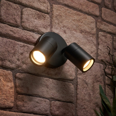 Litecraft Kenn Black 2 Lamp Adjustable Outdoor Wall Light from B&Q
