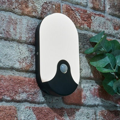 Litecraft Alford Black Oval Outdoor Wall Light With Pir Sensor from B&Q