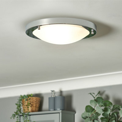 B&Q -  Mari Chrome Large Bathroom Flush Ceiling Light