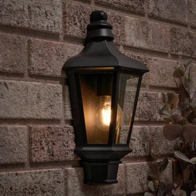 Litecraft Perry Black Outdoor Half Wall Lantern from B&Q