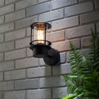 Litecraft Narvas Black Harbour Outdoor Wall Lantern from B&Q