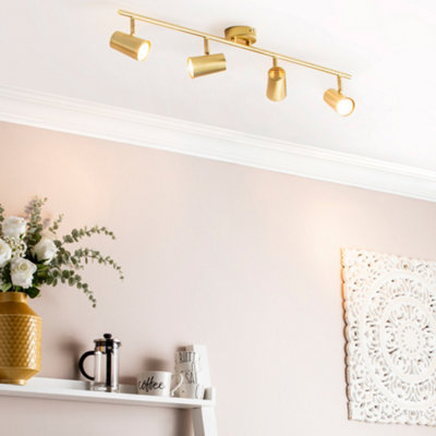 Litecraft Chobham Satin Brass Adjustable Ceiling Spotlight Bar from B&Q
