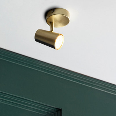 Litecraft Chobham Satin Brass Adjustable Spotlight Wall Light from B&Q