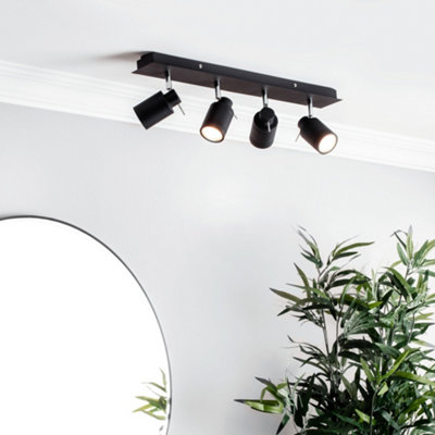 Litecraft Hugo Black 4 Light Bathroom Ceiling Spotlight Bar from B&Q