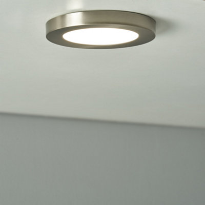 Litecraft Darly Satin Nickel 1 Lamp Modern Bathroom 6W Led Flush Ceiling Light from B&Q