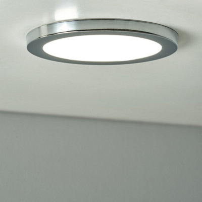 B&Q -  Darly Chrome 1 Lamp Modern Bathroom 18W Led Flush Ceiling Light