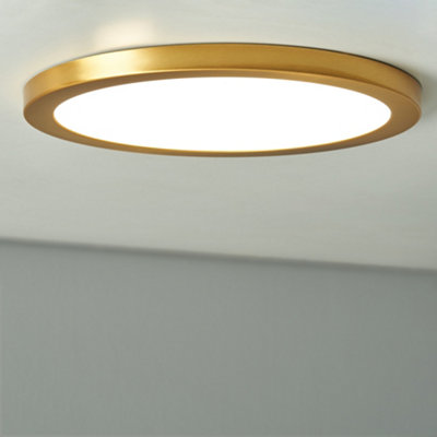 Litecraft Darly Satin Brass 1 Lamp Modern Bathroom 24W Led Flush Ceiling Light from B&Q