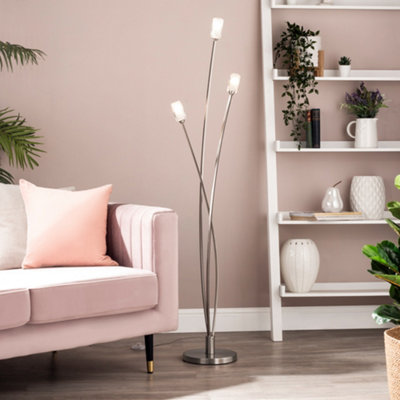 Litecraft Macti Satin Nickel 3 Light Floor Lamp from B&Q