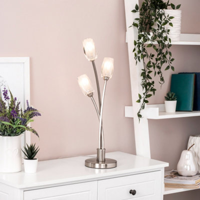 Litecraft Macti Brushed Nickel 3 Light Table Lamp from B&Q