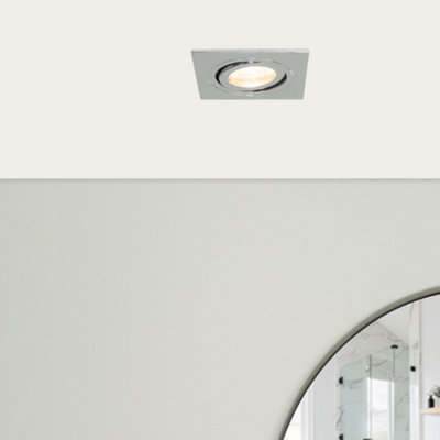Litecraft Pack Of 2 Chrome Modern Ip65 Square Tiltable Bathroom Downlights from B&Q