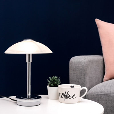 Litecraft Alasbaster Touch Chrome Table Lamp from B&Q